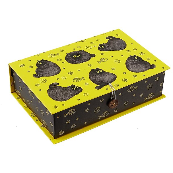 Шкатулка-книга с пуговицей картон S Fat cat (18,5х12х5см) (12-Kairui-RZ-S2-0001-01) 2704634 — 1