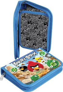 Пенал 1отд. "ANGRY BIRDS" 19*13см, синий, доп.откидная секция, Hatber