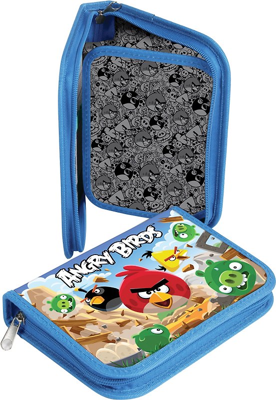 Пенал 1отд. "ANGRY BIRDS" 19*13см, синий, доп.откидная секция, Hatber 229665 — 1