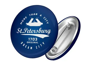 Сувенир, АКМ, Значок круглый "СПБ.MORE THAN A CITY" 4,4см, металл