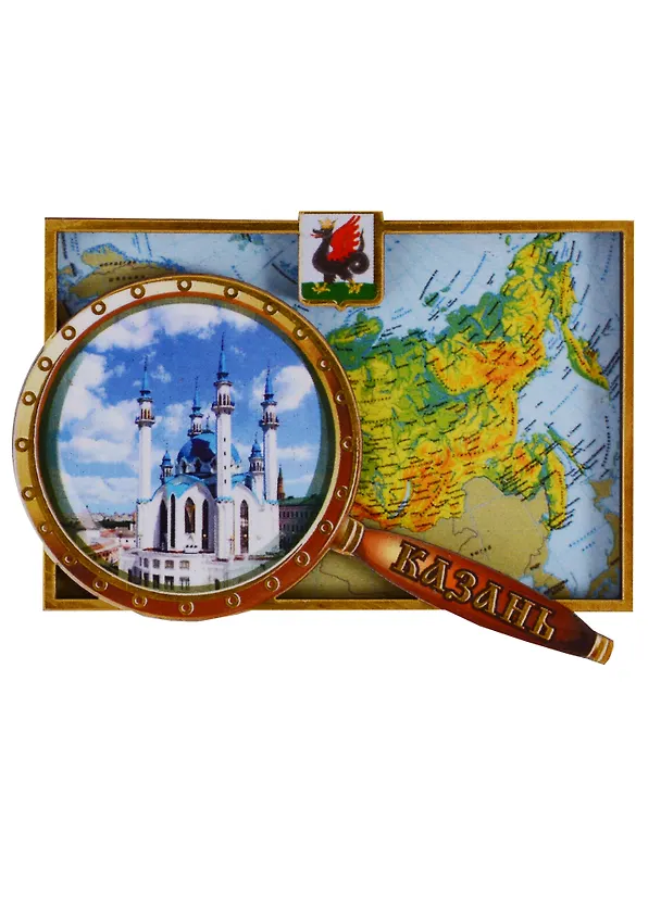 ГС Магнит Казань Карта с лупой Мечеть Кул-Шариф (дерево) (7,5см) 2646692 — 1