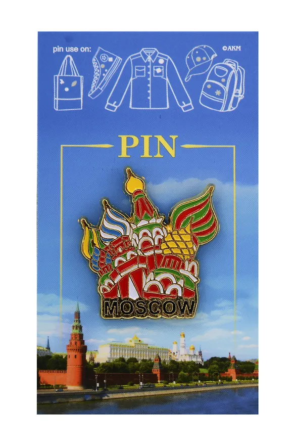 Значок-пин эмаль Храм Василия Блаженного акварель (Москва) (55-19-2) 3135298 — 1