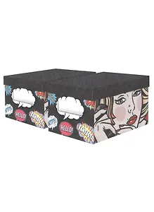Короб S "Comics vibe" 15*18*27см, кашированный трехслойный гофро картон. Набор 2 шт.