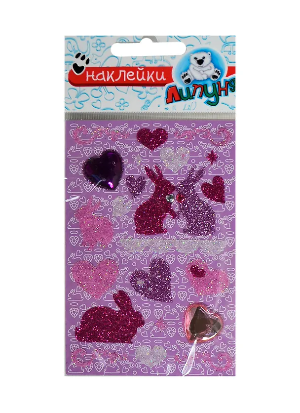 Блестящие наклейки зайцы с сердцами (JGS002) 2362790 — 1