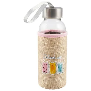 Бутылка в чехле джут Colored cats (стекло) (300мл)