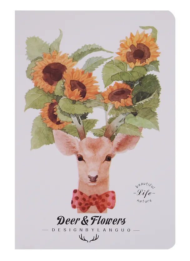 Тетрадь общая «Deer and flowers», 44 листа в клетку, А5, в ассортименте - Languo 246130 — 5