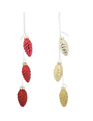 Новогоднее подвесное украшение Шишки гроздь в ассортименте (стекло) (2,5x6) (95668) 3131326