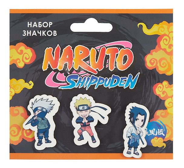 Набор значков «Naruto Чибики Шиппуден Саске», дерево, 3 штуки 3077001 — 1