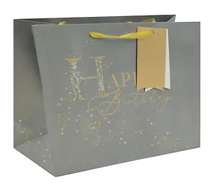 Пакет А4 26*31*12 "Happy Birthday.Gray" нейтр., бум.мат.ламинат
