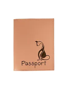 Обложка для паспорта нат.кожа, персиковая, зол.тиснение Кошка, тип 2