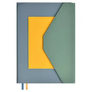 Ежедневник недат. А5 160л "Руффо" серо-голубой, оливковый, горчичный, иск.кожа, тв.переплет, офсет, ляссе