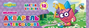 Краски акварельные 12цв "Смешарики" медовые, полусухие, к/у, с/к, ассорти, КонцепТ-Стиль