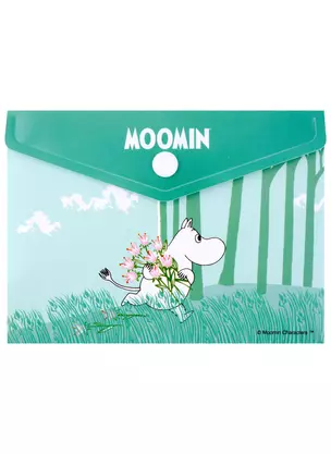 Папка-конверт А6 на кнопке MOOMIN "Муми-тролль с цветами" — 2948918 — 1