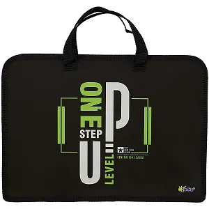 Папка для тетрадей А4 "Level up" 34*24,5*3см пластик, молния, текст.ручки, расширение