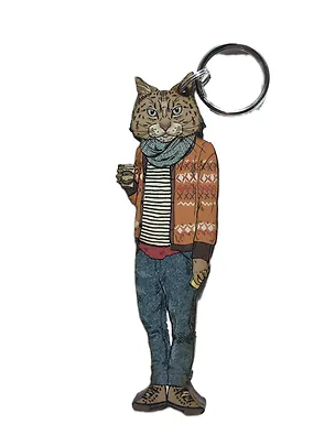 Брелок Кот с кофе 3100620