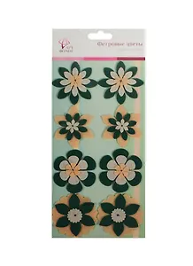 Декор фетровые цветы зеленые оттенки (AF07-131-01) (106563) (упаковка)