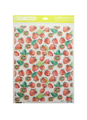 Рисовая бумага для декупажа Craft Premier Клубника (CP01505) (А3) (25г/м) (упаковка) 2468436