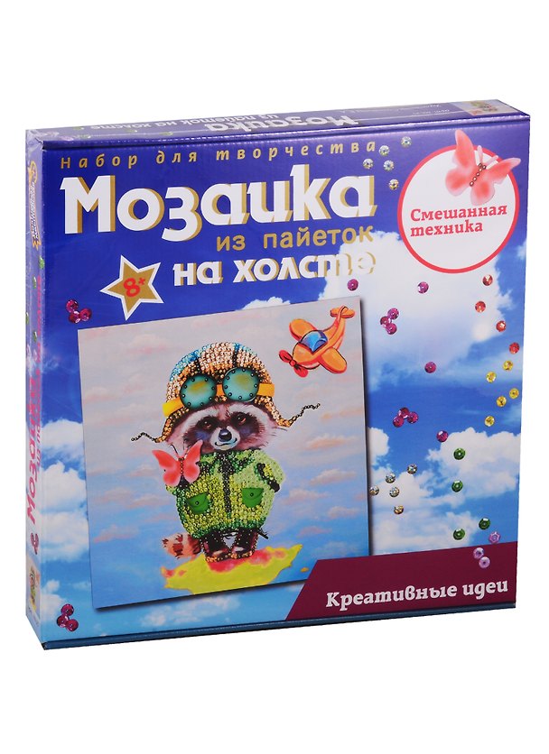 Набор для творчества Мозаика из пайеток на холсте Волшебная мастерская Енот 2797650 — 1