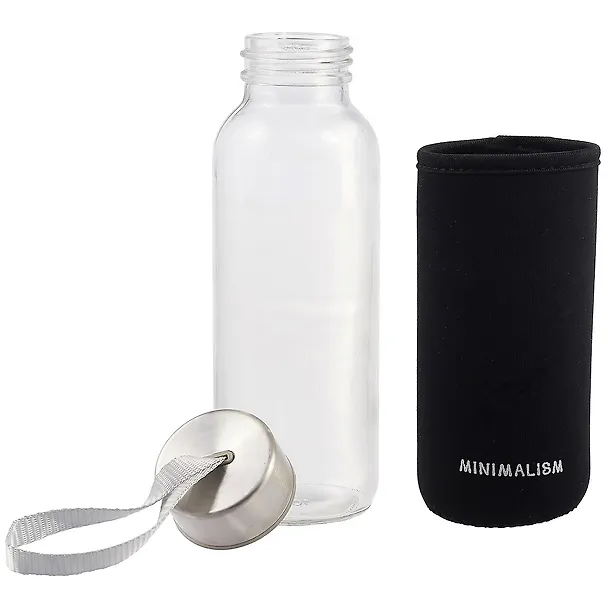 Бутылка в чехле с цветом Minimalism (черная) (300мл) (стекло) 2905875 — 2