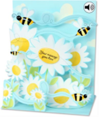 3D открытка Шмели в ромашках (Bumble bees) (музыка) (SS013) 2384697 — 1