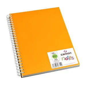 Блокнот для эскизов А5 50л "Notes" 120г/м2, оранж.пласт.обл, спираль, Canson