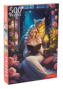 Пазл 500 элементов "Девушка с котом" 47х33 см