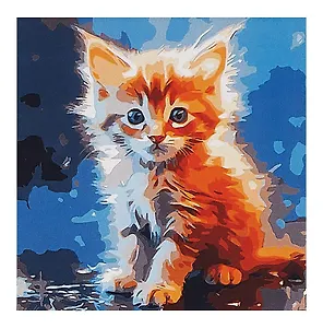 Холст с красками по номерам в коробке "Малыши". Рыжий котёнок 30х30, 20 цветов