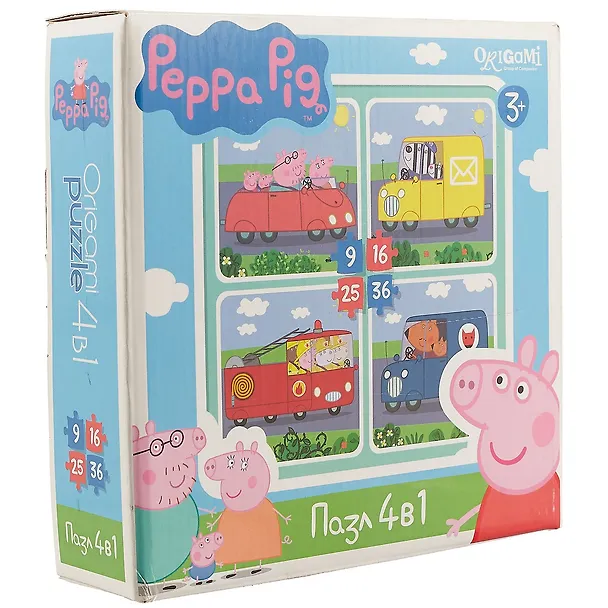 Пазл Оригами 4в1 9-16-25-36эл Peppa Pig Транспорт 01597 2487152 — 1