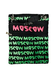 Сумка ткн.строки малая "MOSCOW"зелен.стр. цв.черный (105M03-19G)