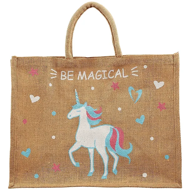 Сумка джутовая L Единорог Be magical (43х34х19)  (ДЖ2019-9) 2713403 — 2