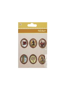 Наклейки в металл оправе для скрапа Овальные (Br-8) (11034608) (6шт) (упаковка)