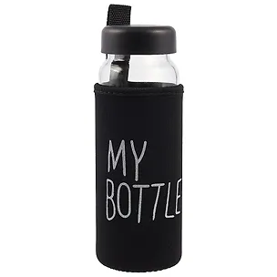 Бутылка в чехле My bottle/Май ботл черная (стекло) (500мл) 2619460