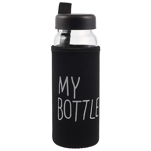 Бутылка в чехле My bottle/Май ботл черная (стекло) (500мл) 2619460 — 1