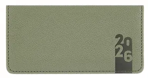 Планинг дат. 2026г. 64л 170х88 мм "Джут" хаки, кожзам, тв.переплет, обл.поролон, блинт.тиснение, офсет, карманный, справ.мат-лы, закругл.углы, ляссе, инд.уп