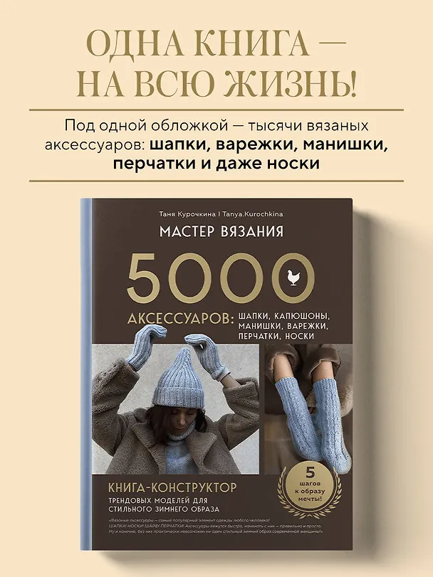 Книга МАСТЕР ВЯЗАНИЯ. 5000 аксессуаров: ШАПКИ, КАПЮШОНЫ, МАНИШКИ, ВАРЕЖКИ, ПЕРЧАТКИ, НОСКИ. Книга-конструктор трендовых моделей для стильного зимнего образа (Таня Курочкина) — 6