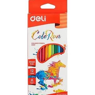 Карандаши цветные Deli, Color Run, пластиковые 12 цветов 258892