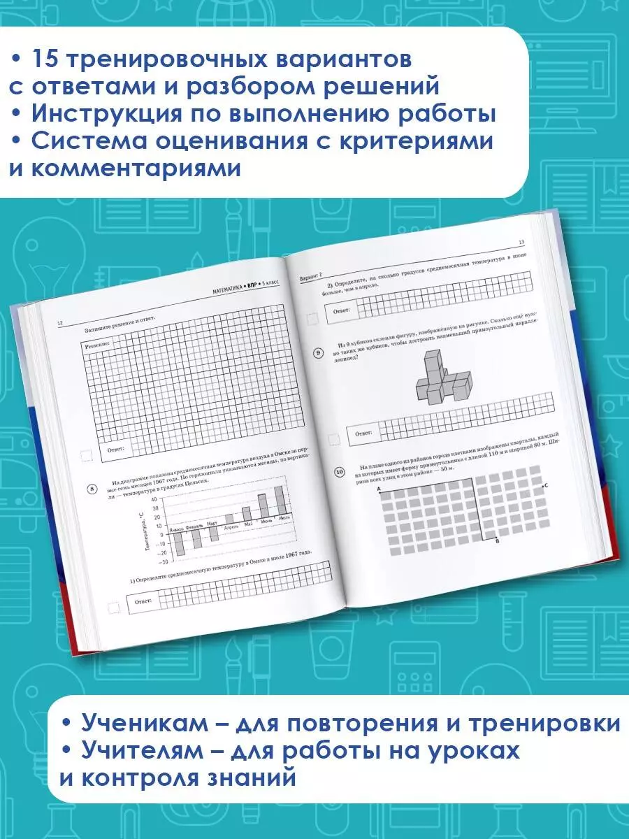 ВПР. 2024. Математика. 5 класс. Большой сборник тренировочных вариантов  проверочных работ для подготовки к ВПР (Василий Воробьев) - купить книгу с  доставкой в интернет-магазине «Читай-город». ISBN: 978-5-17-159885-3