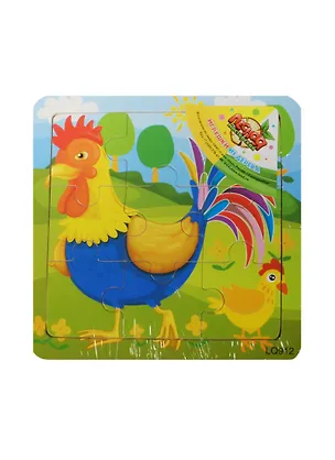 Пазл малый квадратный Петушок (507168) (9 элементов) (игрушки из дерева) (упаковка) 2497256