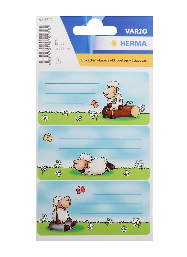 Наклейки для тетрадей «Овечка», 3 шт на листе, Herma 240428 — 1