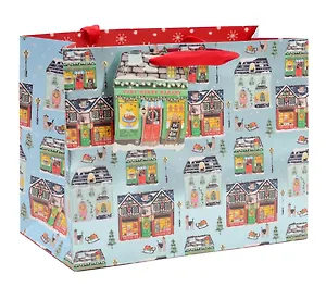 Пакет А4 26*31*12 "Домики и фонари" НГ, бум.мат.ламинат