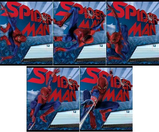 Тетрадь 12л узк.лин. "Spider-man" выб.УФлак, тиснение фольгой, ассорти, Disney 228077 — 1