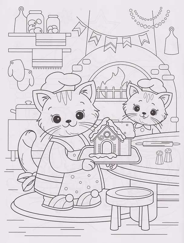 Книга Котики и зимние истории: книжка-раскраска с наклейками () — 3