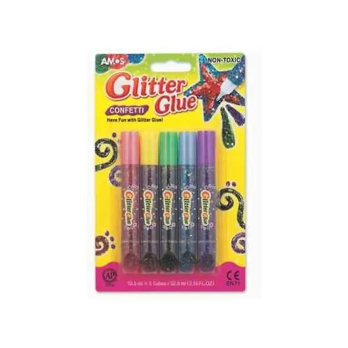 GIOTTO/Джиотто Glitter Glue Confettis 10,5,ml Клей для декора, цветное конфетти, 5 цв. по 5,5 мл 315235 — 1