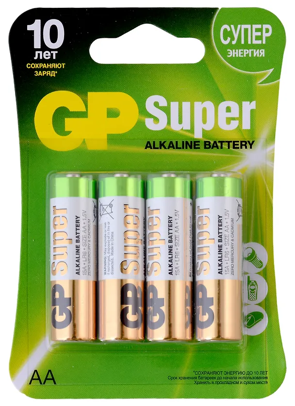 Батарейки "GP Super Alkaline", AA, 4 штуки 234973 — 2