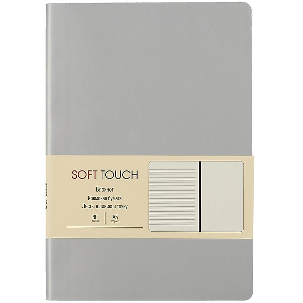 Книга для записей «Soft Touch. Белое золото», А5, 80 листов, линованная, искусcтвенная кожа, с ляссе, Listoff 262427 — 1