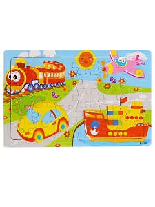 Деревянная пазл-рамка (20х15) "ГОРОДСКОЙ ТРАНСПОРТ" (30 элементов) (арт. G84)