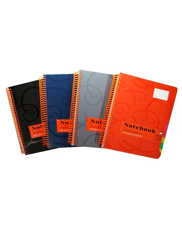 Тетрадь А4 200л кл. "Notebook" пласт.обл., 5 цв.разделителя, широкая спираль, инд.уп., ассорти 238438 — 1