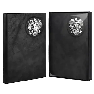 Ежедневник недат. А5 160л лин. "ТИВОЛИ ЧЁРНЫЙ" тв.переплёт, иск.кожа, тиснение фольгой, ляссе, подар.карт.коробка с ПВХ-крышкой