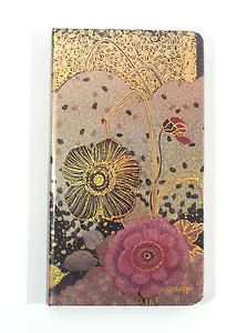 Блокнот, Н6 (9,8*16,6см)96л "Цветы" золотой обрез, твердая обложка