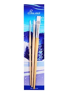 Набор кистей «Зима»  белая синтетика скос  №8, плоская  №10,  круглая №3